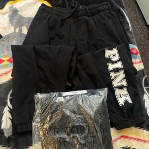Victoria's Secret Black Womens Joggers with PINK Logo
